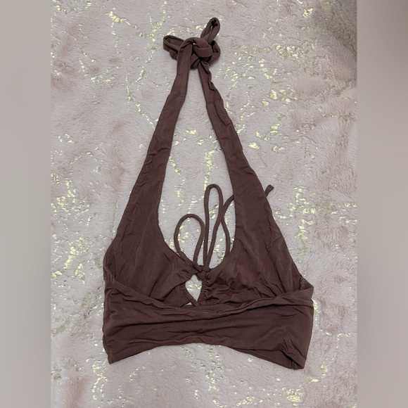 BABY BOO FASHION chocolate brown halter top and lace up flared pants set - Picture 6 of 10